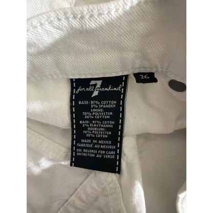 7 For All Mankind White Denim Cutoff Shorts Size 26