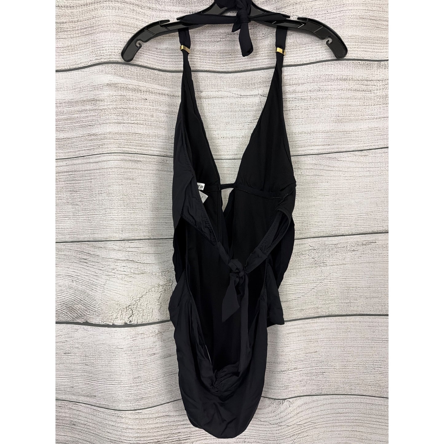 Bar III Solid Cowlneck/Draped-Front Halter One-Piece Swimsuit Size L