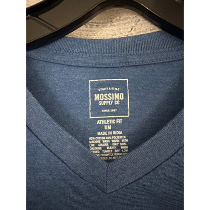 Mens Mossimo Blue V-Neck T-Shirt Athletic Fit Size M