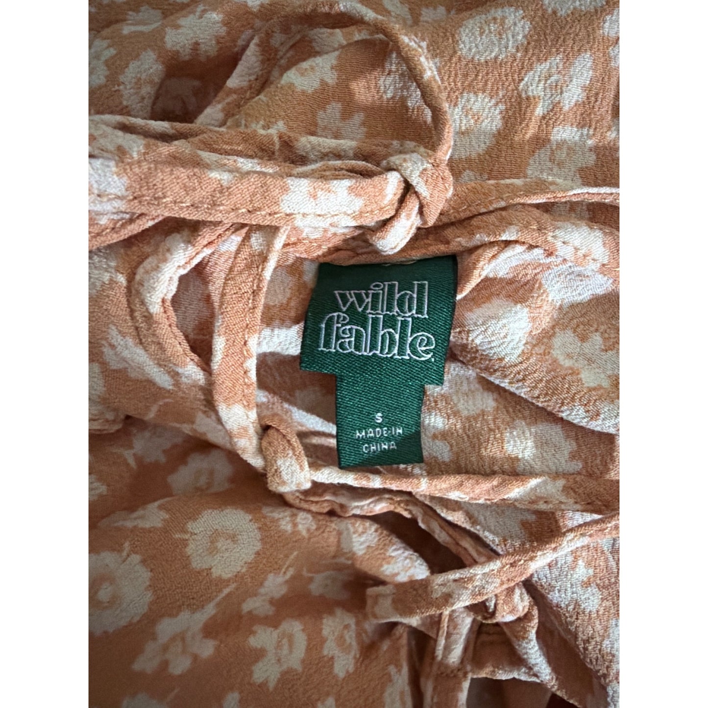 Wild Fable Peach Floral Boho Chic Strappy Mini Dress Size S
