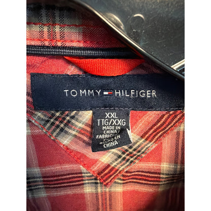 Tommy Hilfiger Mens Red Plaid Button-Up Shirt Size XXL