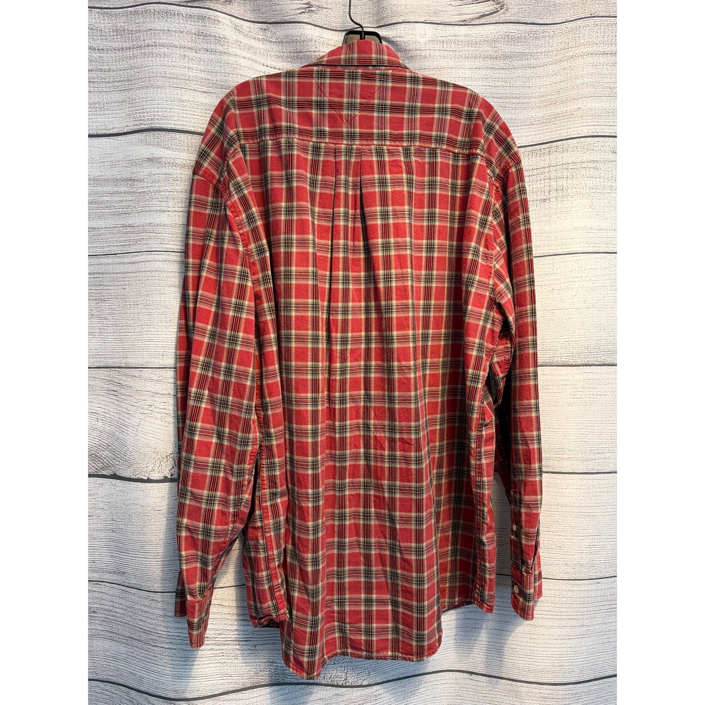 Tommy Hilfiger Mens Red Plaid Button-Up Shirt Size XXL