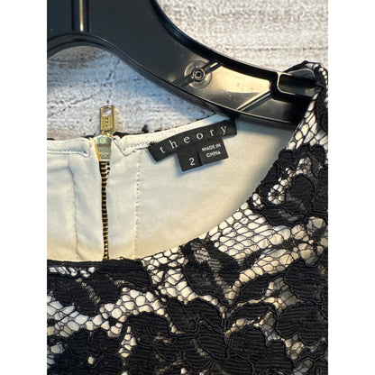 Theory Marique Black Lace Long Sleeve Dress Size 2