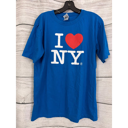 Mens I Love NY Blue Graphic T-Shirt Size L