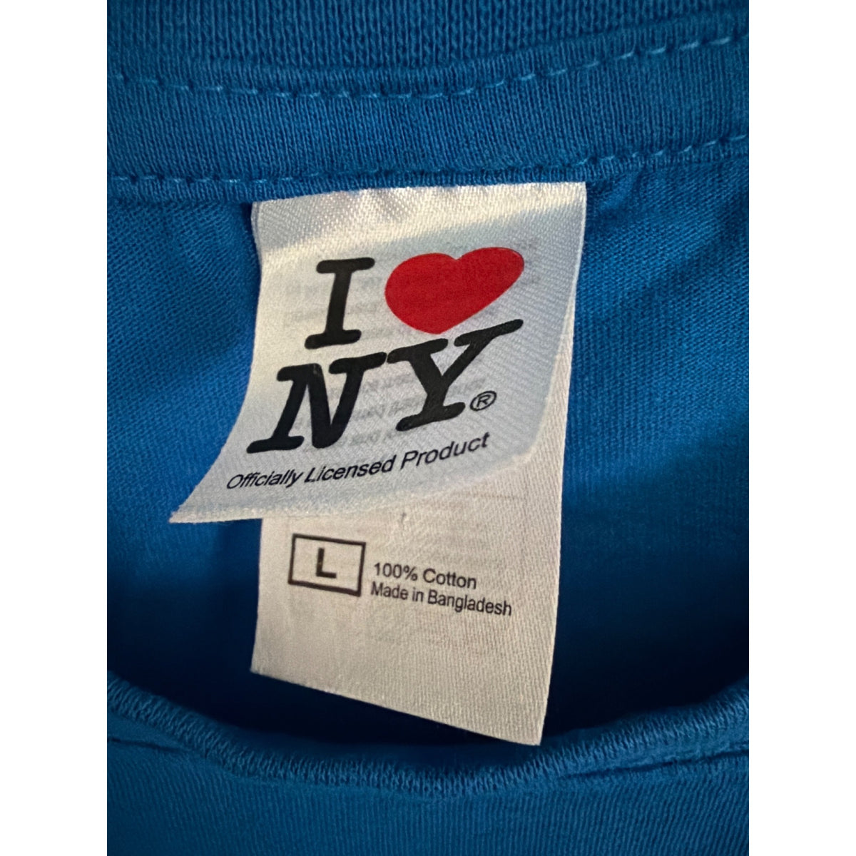 Mens I Love NY Blue Graphic T-Shirt Size L