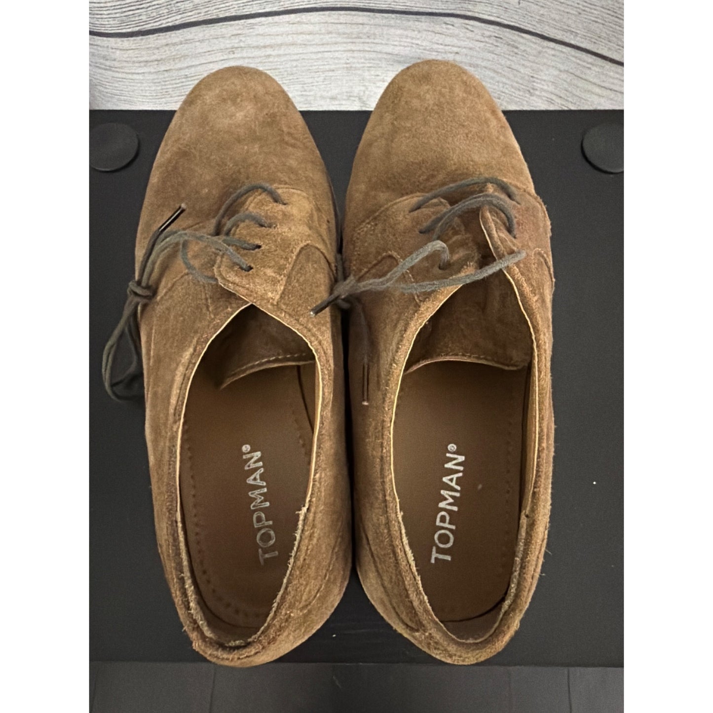 Mens Topman Brown Suede Lace-Up Oxford Shoes Size 41