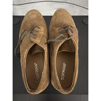 Mens Topman Brown Suede Lace-Up Oxford Shoes Size 41