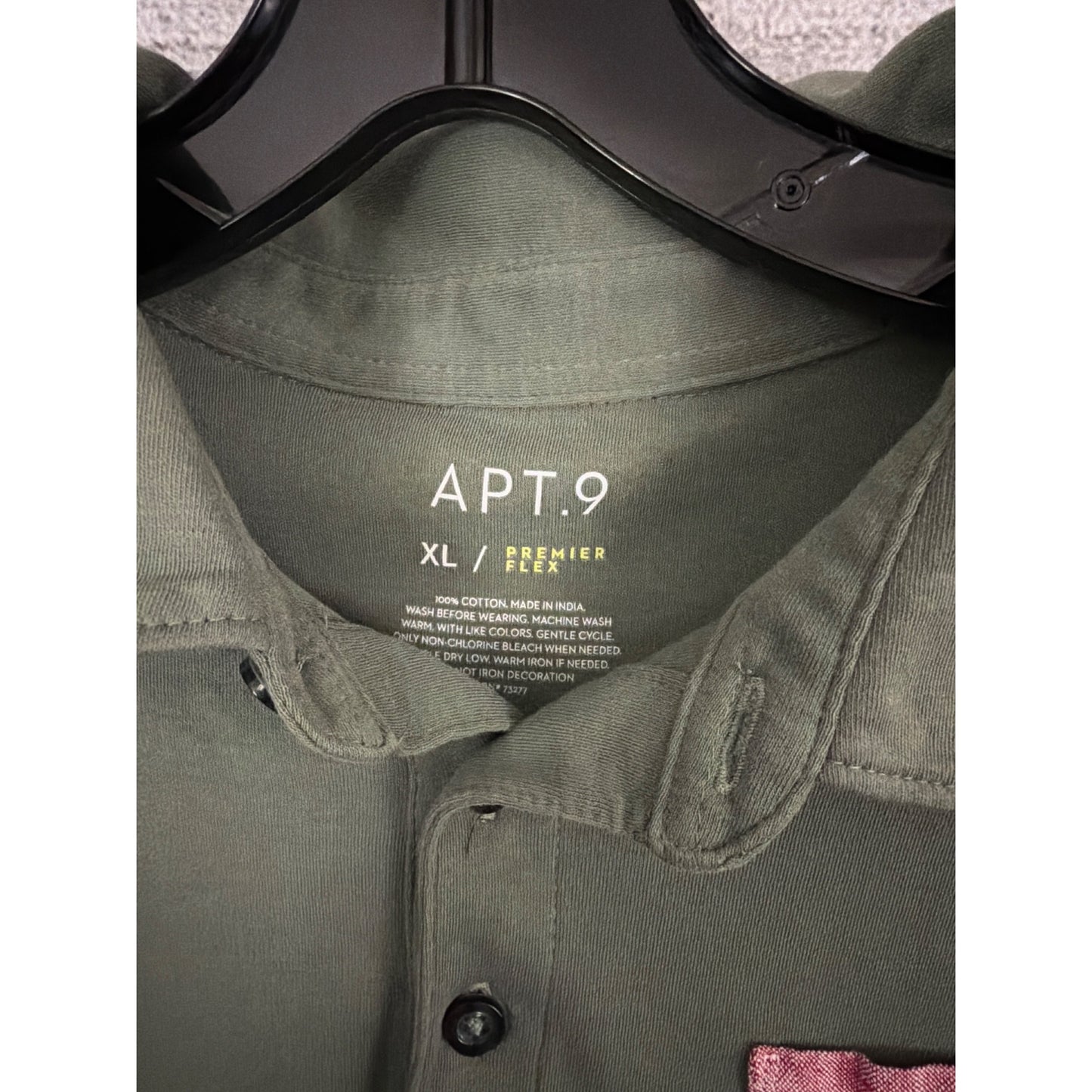 Mens Apt.9 Olive Polo Shirt With Rainbow Striped Pocket Size XL