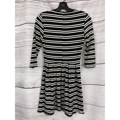 Scoop NYC "Kellee" Black and White Eyelet Knit Skater Dress Size P/XS