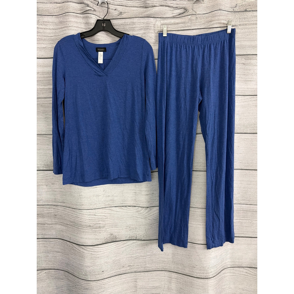Hanro Blue Pajama Set With Long-Sleeve Top & Pants Size XS