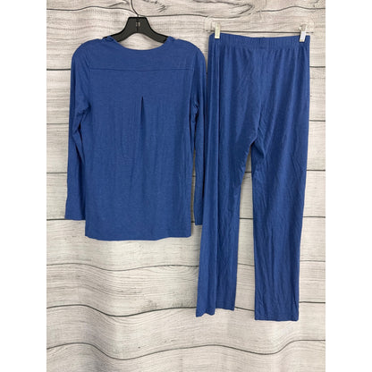 Hanro Blue Pajama Set With Long-Sleeve Top & Pants Size XS