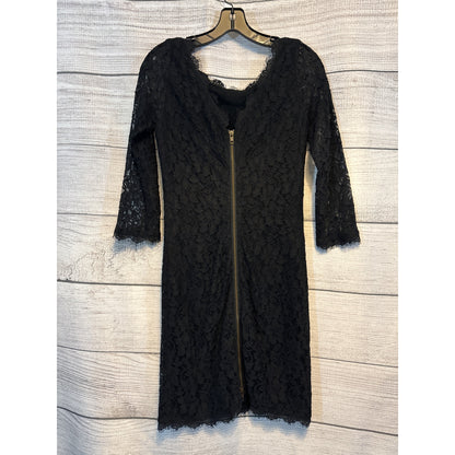 Diane Von Furstenberg Zarita Black Lace Back Zipper Dress Size 8