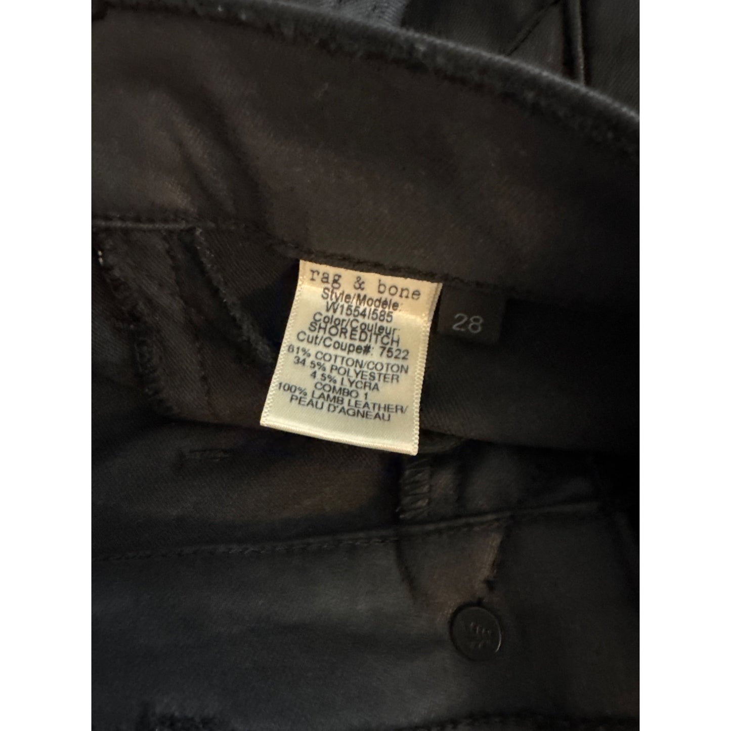 Rag & Bone Shoreditch Piping Skinny Jeans Size 28