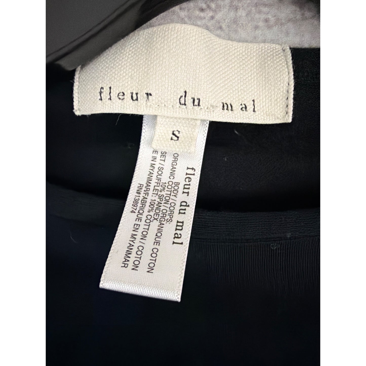 Fleur Du Mal Organic Cotton Long Sleeve T-Shirt Bodysuit Size S