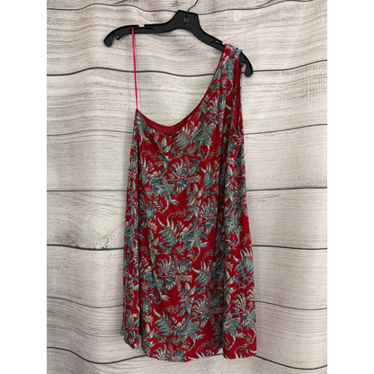 Ann Taylor Loft Iris Red Floral One-Shoulder Sleeveless Dress Size M
