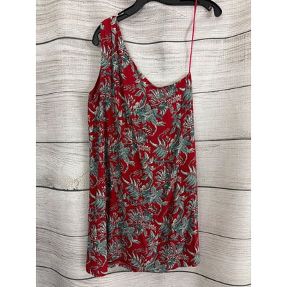 Ann Taylor Loft Iris Red Floral One-Shoulder Sleeveless Dress Size M