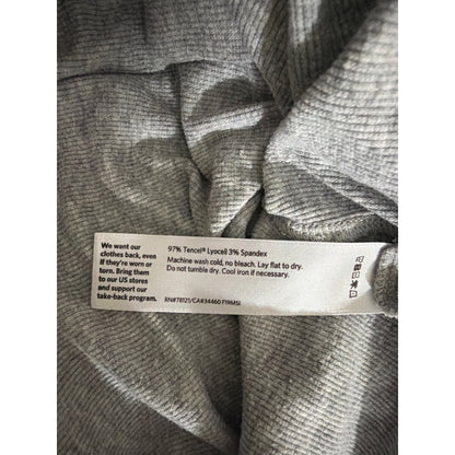 Eileen Fisher Ribbed Gray Long Sleeve Scoop Neck Top Size L