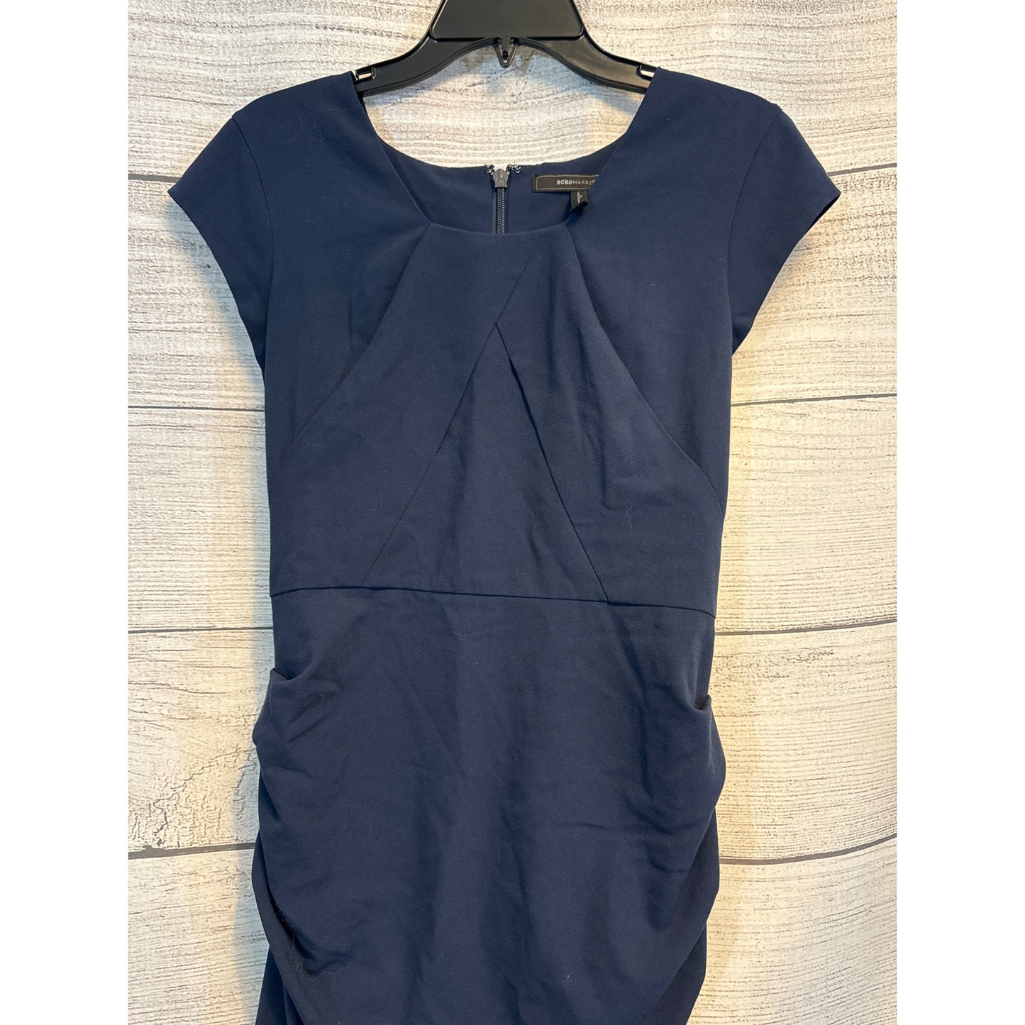 BCBGMAXAZRIA Navy Joana Ruched Fitted Mini Pencil Dress Size 8