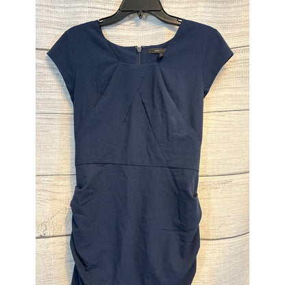 BCBGMAXAZRIA Navy Joana Ruched Fitted Mini Pencil Dress Size 8
