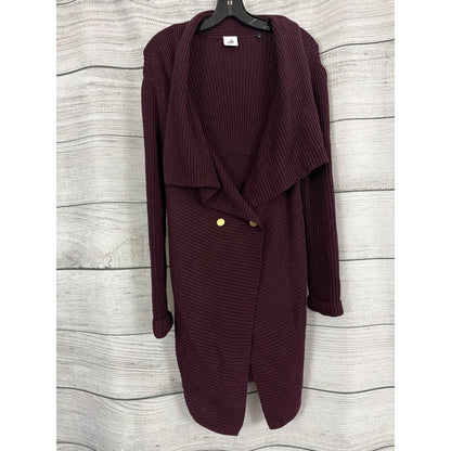 CAbi Regal Longline Duster Button Shawl Collar Mulberry Cardigan Size S