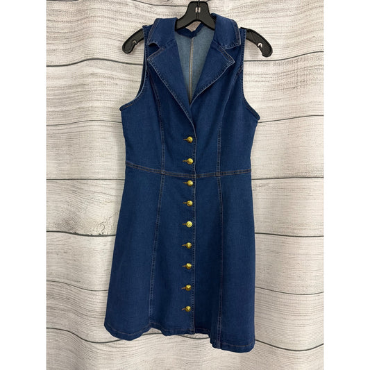 Sleeveless Denim Button-Down Dress With Gold Buttons Size L