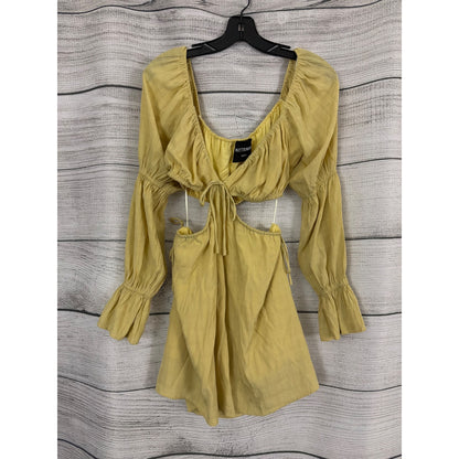Kittenish Yellow Long Sleeve Cut Out Sides Dress Size M