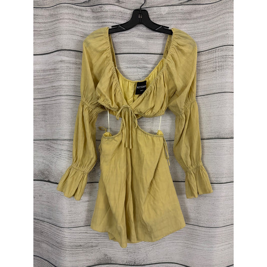 Kittenish Yellow Long Sleeve Cut Out Sides Dress Size M