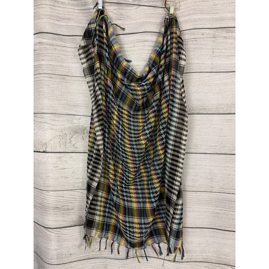 Handwoven Multicolor Plaid Cotton Scarf/Shawl With Tassels