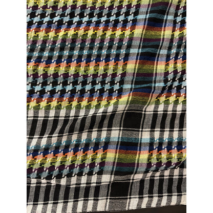 Handwoven Multicolor Plaid Cotton Scarf/Shawl With Tassels