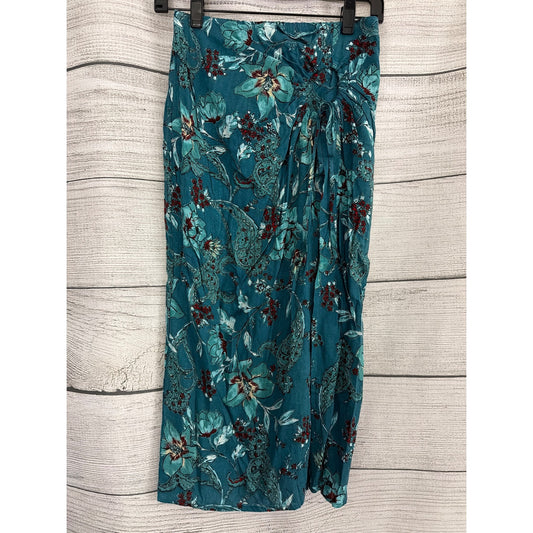 NWT Band of The Free Celene Teal Floral Layered Midi Skirt Size S