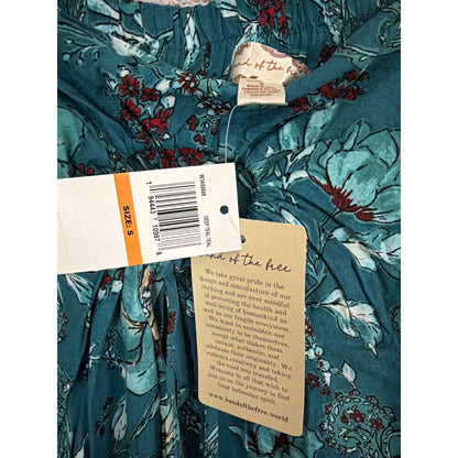 NWT Band of The Free Celene Teal Floral Layered Midi Skirt Size S
