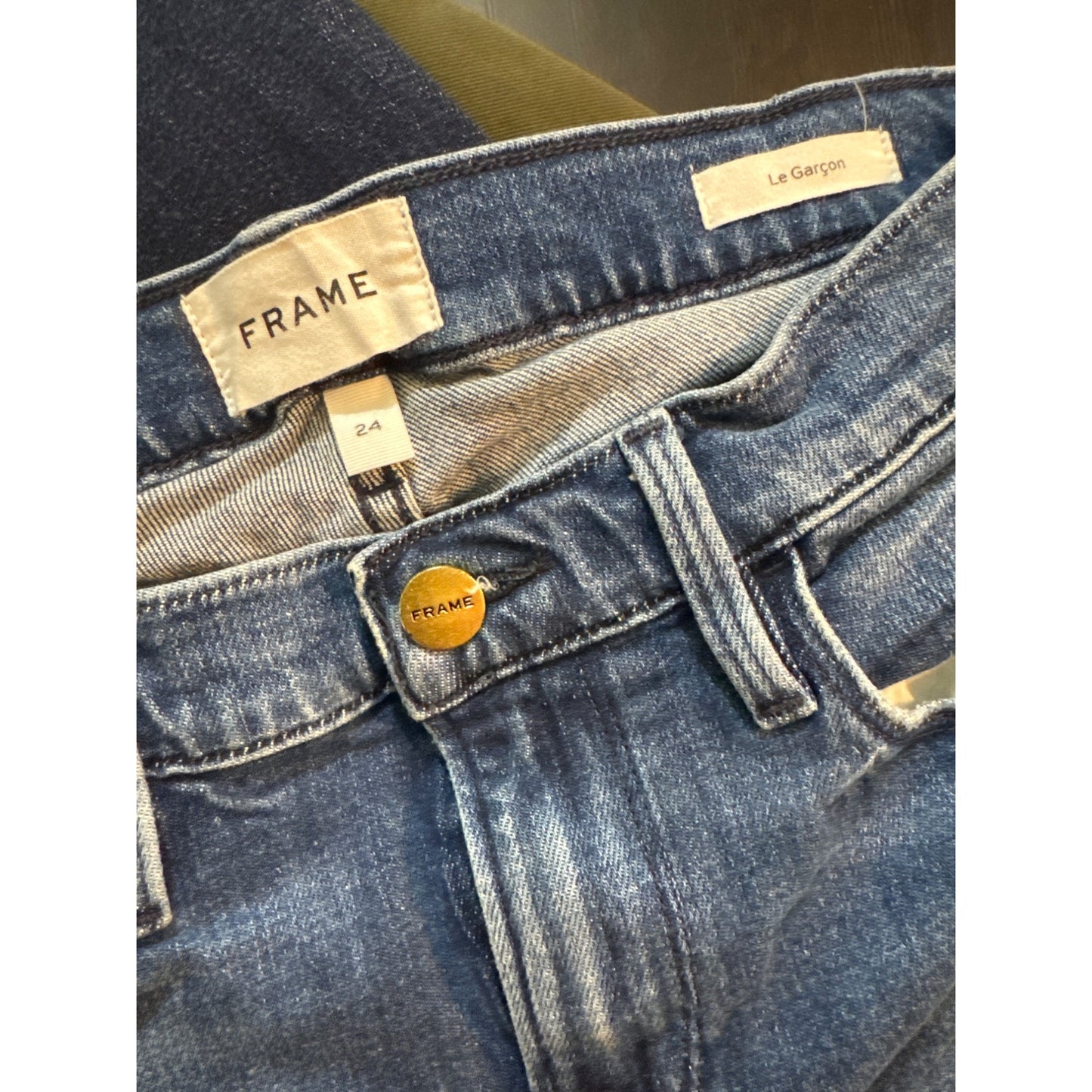 Frame Le Garcon Medium Wash Straight Leg Denim Jeans Size 24
