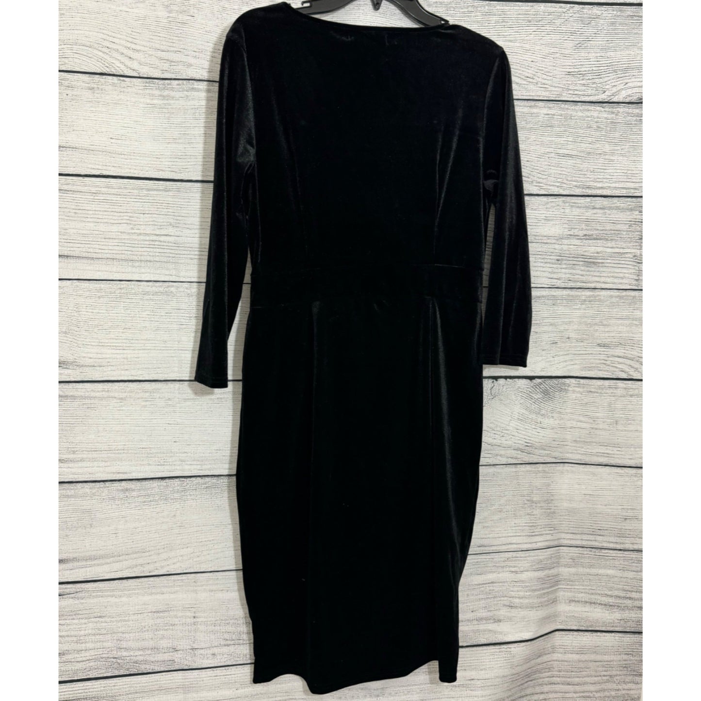 NWT InsNova Black Velvet V Neck Dress Size L
