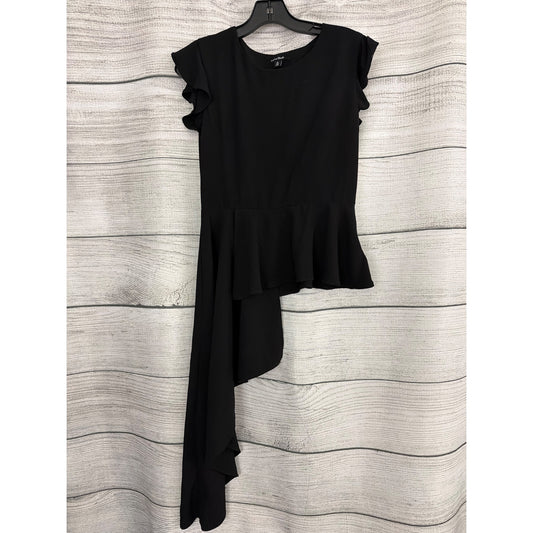 Lea & Viola Black Asymmetrical High Low Peplum Top Size S