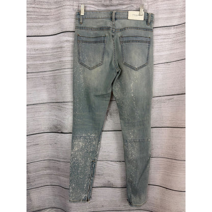 Lifted Anchors Distressed Splatter Paint Zipper Skinny Jeans Size 28