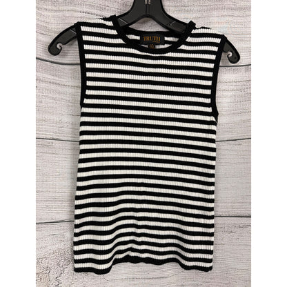 Truth by Republic Black & White Striped Ribbed Sleeveless Top Size S