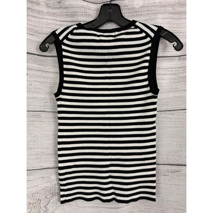 Truth by Republic Black & White Striped Ribbed Sleeveless Top Size S