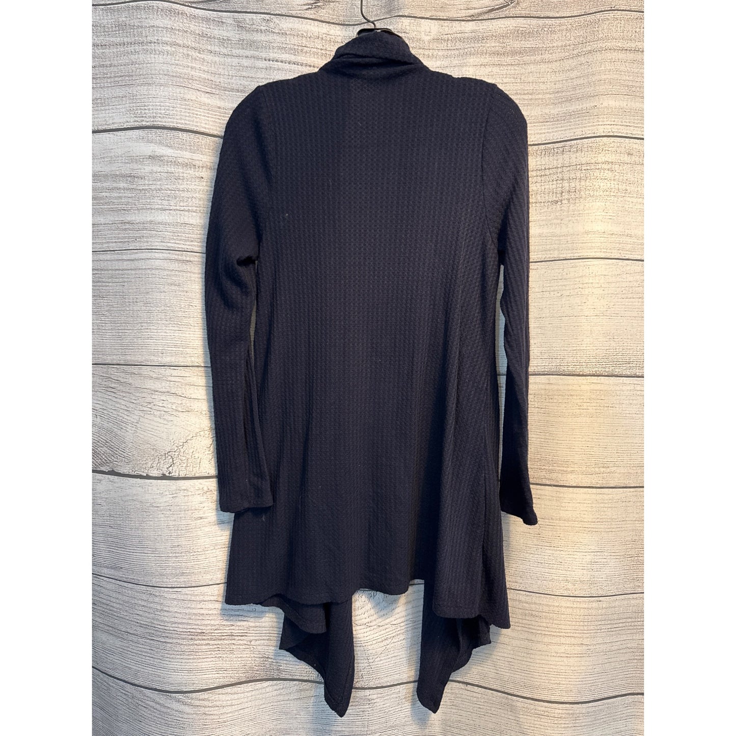 Knox Rose Navy Open Front Waffle Knit Cardigan Drape Hem Size 1