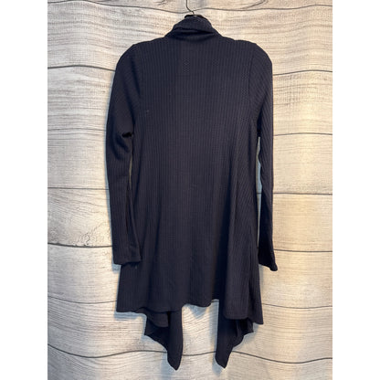Knox Rose Navy Open Front Waffle Knit Cardigan Drape Hem Size 1