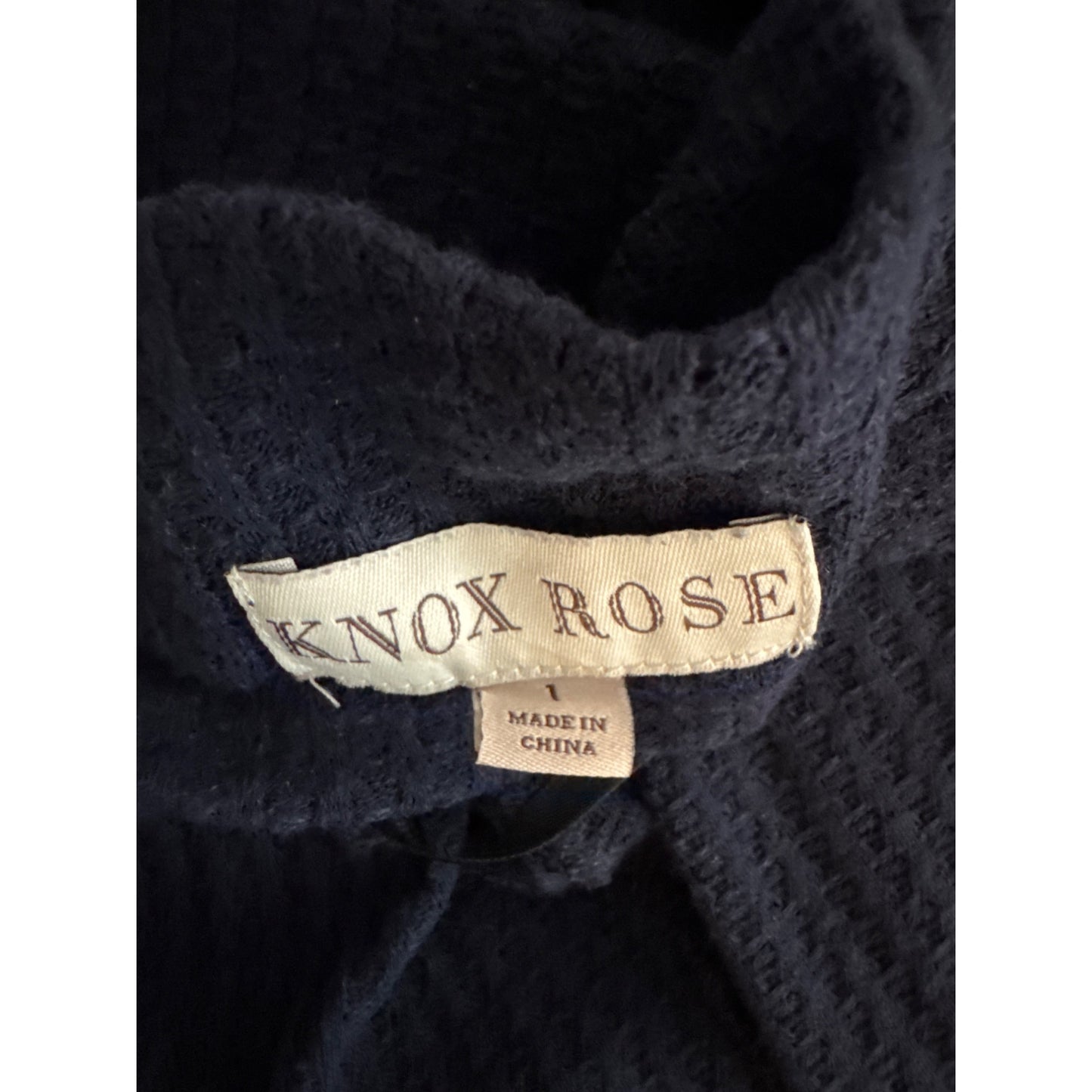 Knox Rose Navy Open Front Waffle Knit Cardigan Drape Hem Size 1