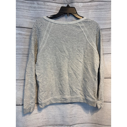 Aqua Gray Embellished Studded Shoulder Sweatshirt M