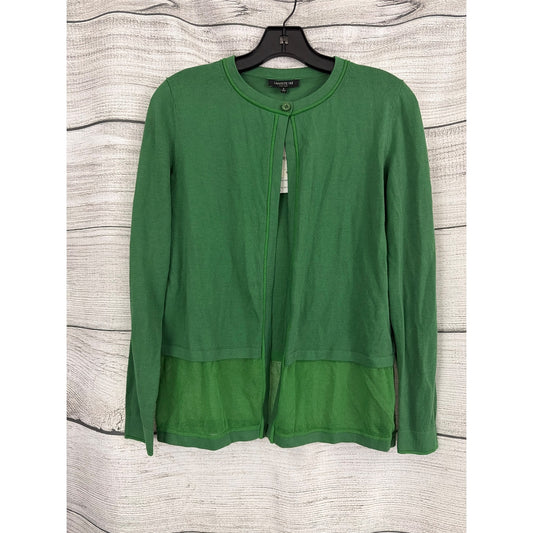 NWT Lafayette 148 Green Knit Cardigan Sweater Sheer Bottom Size S
