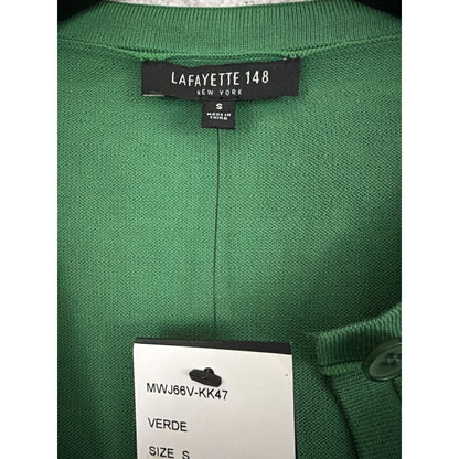 NWT Lafayette 148 Green Knit Cardigan Sweater Sheer Bottom Size S