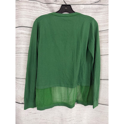 NWT Lafayette 148 Green Knit Cardigan Sweater Sheer Bottom Size S