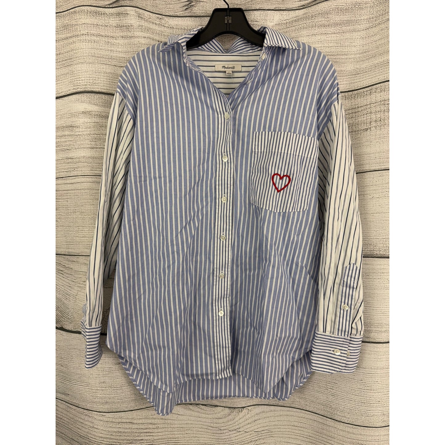 NWT Madewell Oversized Blue & White Striped Button-Up Shirt Size S