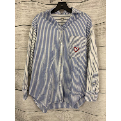 NWT Madewell Oversized Blue & White Striped Button-Up Shirt Size S