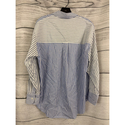 NWT Madewell Oversized Blue & White Striped Button-Up Shirt Size S