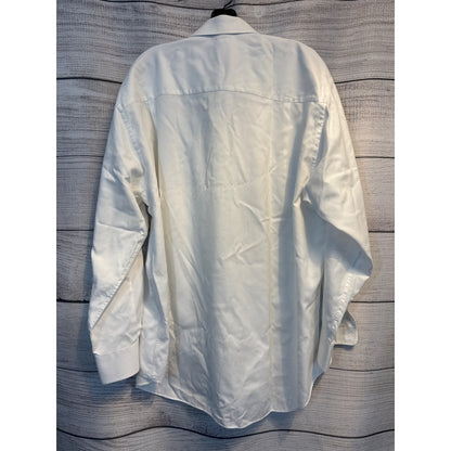 David Donahue Mens White Long-Sleeve Dress Shirt Size 18 34/35