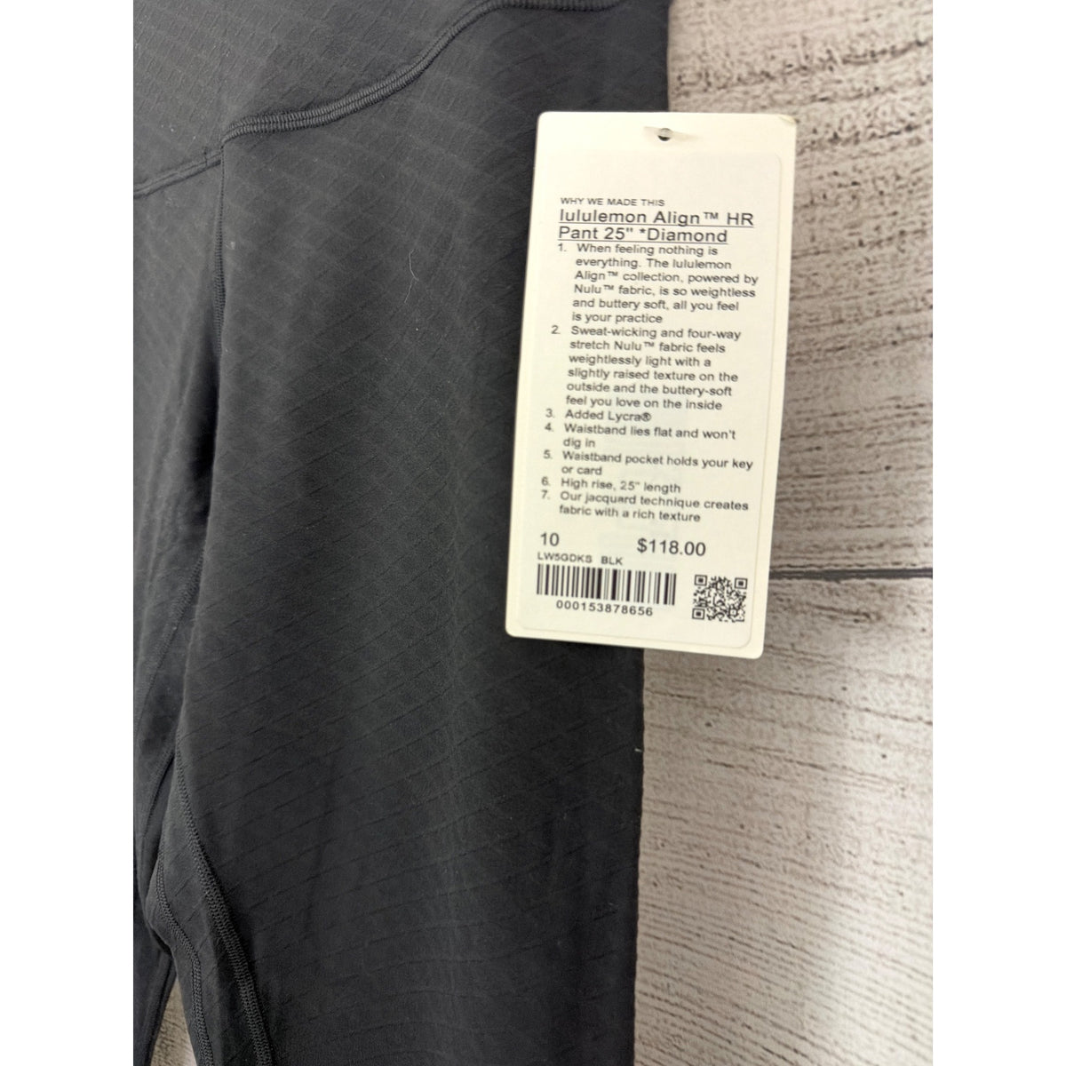 Lululemon Align HR Pant 25" Diamond Nulu Fabric Black Size 10