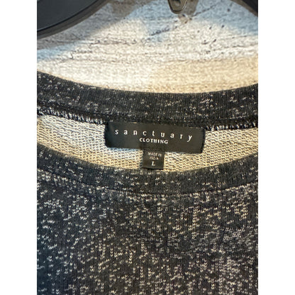 Sanctuary Black & White Long Sleeve Sweater/Tunic With Faux Leather Accents Size L